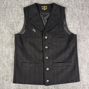 Wyoming Traders Mens S Banker Button Up Pinstriped Wool Ranch Wear Cowboy Vest